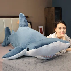 55-135cm Giant Size Whale Plush Toy Blue Sea Animals Stuffed Huggable Shark Soft Pillow Gift