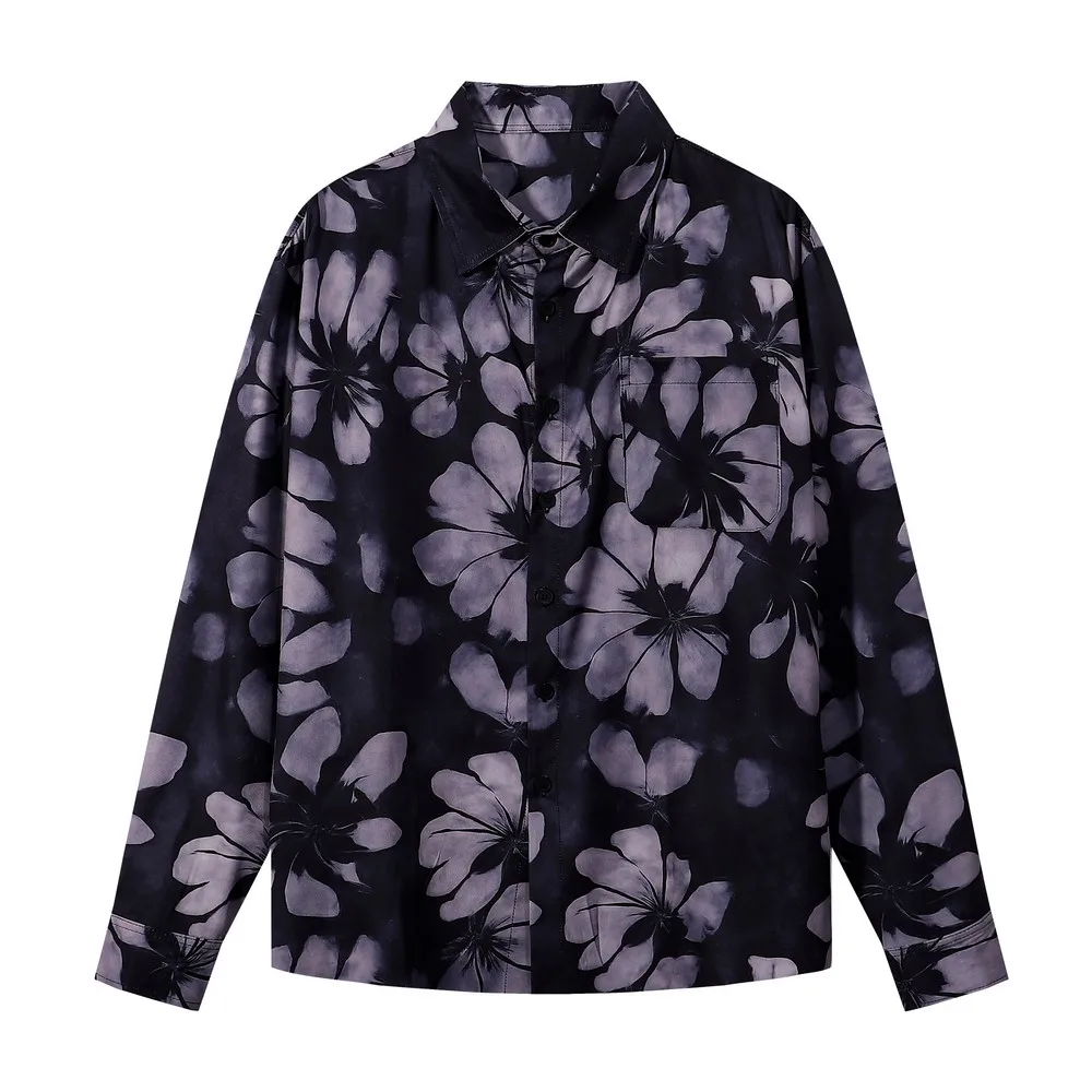 

Эстетические свободные гавайские рубашки с длинным рукавом в стиле гранж с принтом, готическая мужская и женская блузка, уличная одежда, топы на пуговицах Aloha, зима-весна