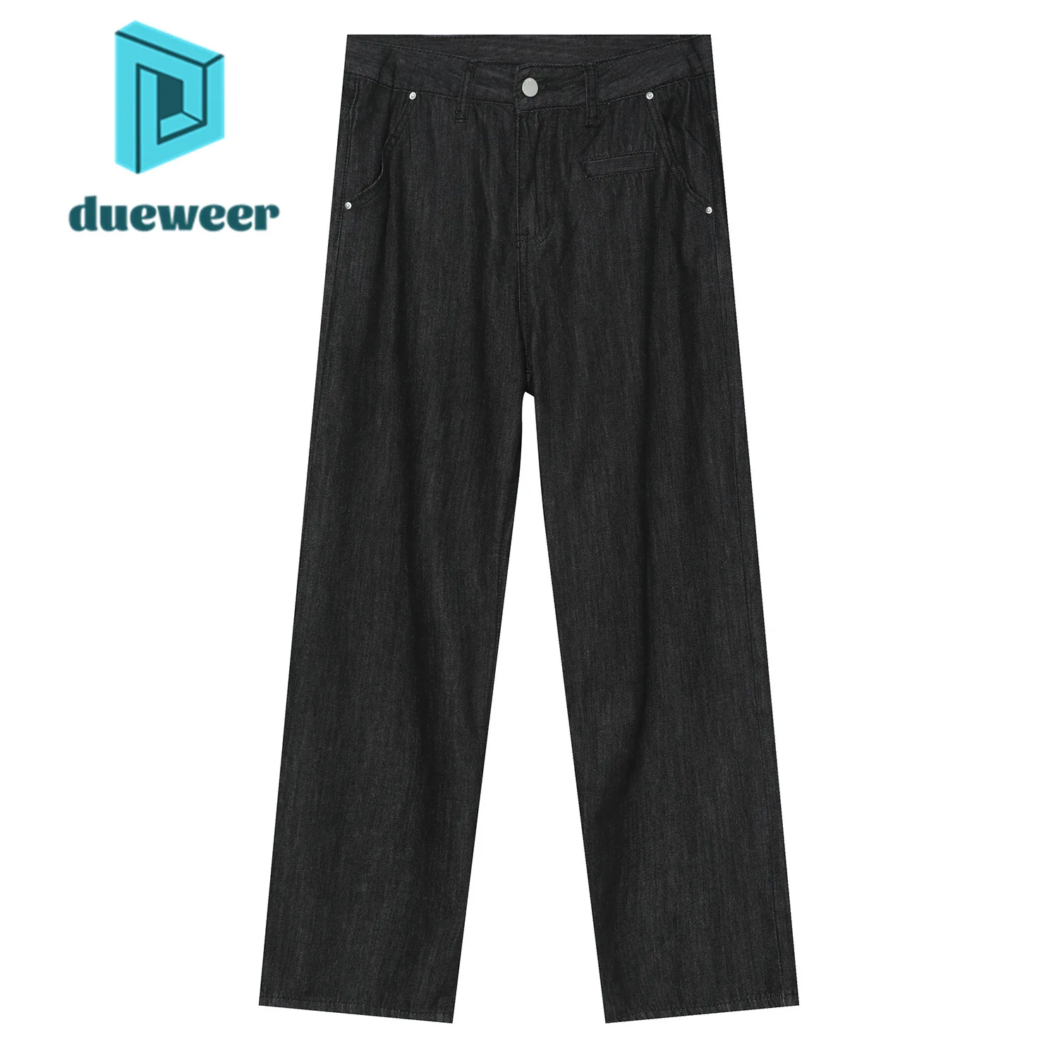 

DUEWEER Men's Straight Jeans Vintage Baggy Black Punk Denim Pants Distressed Trousers for Men 2022 Hip Hop Casual Streetwear