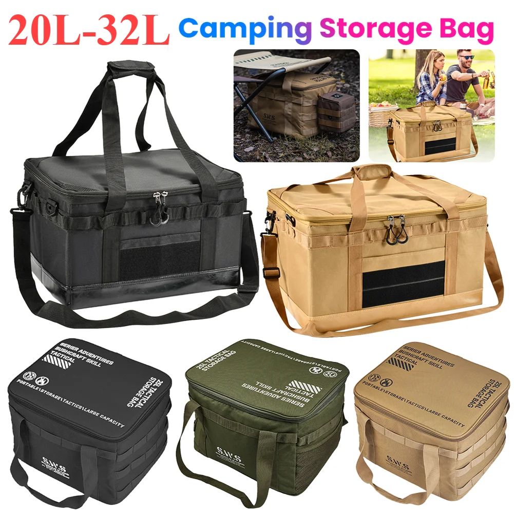 

20L/32L Camping Storage Bag Gas Tank Storage Bag Insulated Picnic Bag Cooler Lunch Box Thermal Bag Outdoor BBQ Tools Organizer