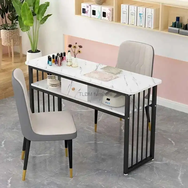 

Modern simple Iron Manicure Station For Commercial Furniture Nail Tables Simple Economical Upscale Professional Manicure Table Z