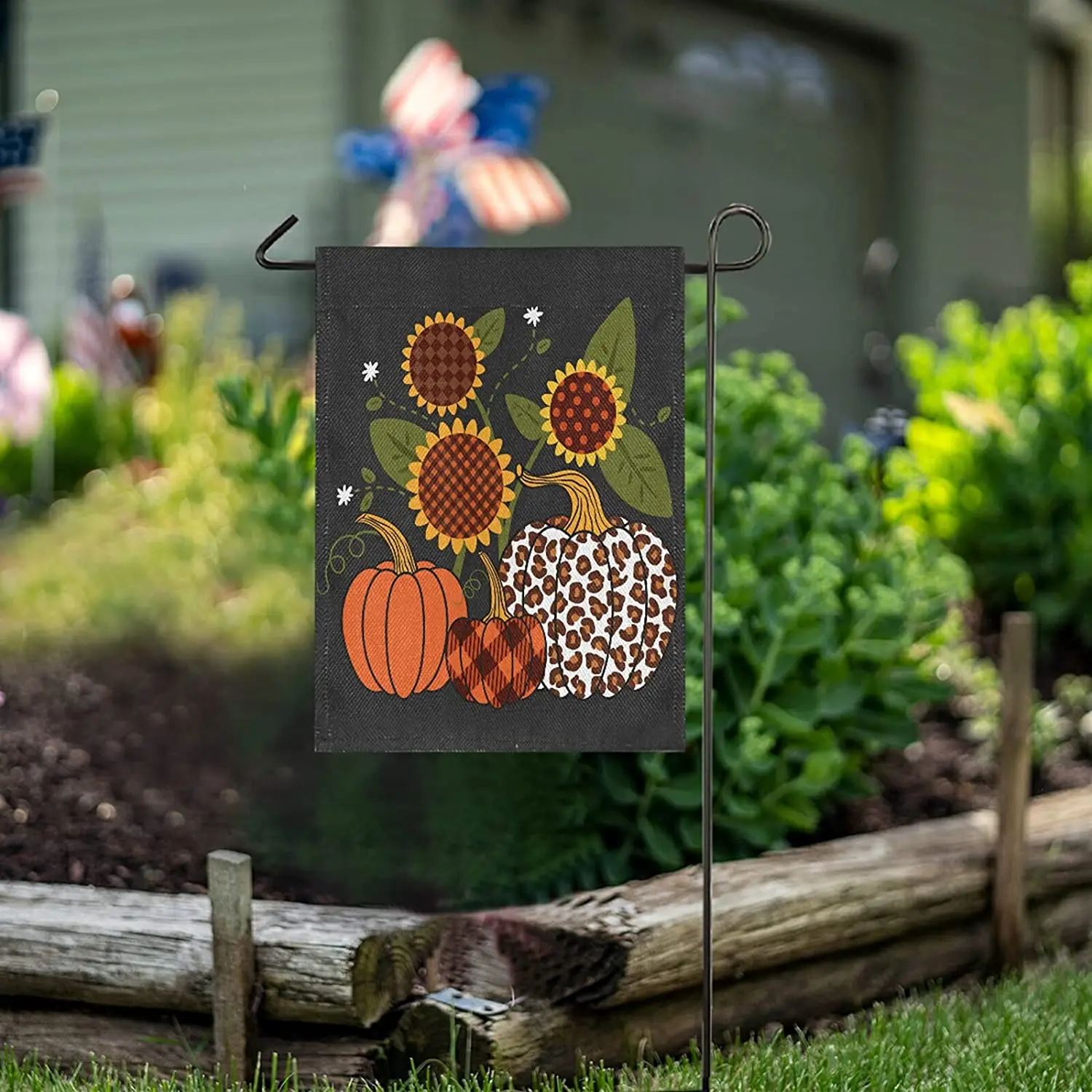 

Pumpkins and Sunflowers Burlap Garden Flag Double Sided,House Yard Flags,Holiday Seasonal Outdoor Decorative Flag Banner for Out