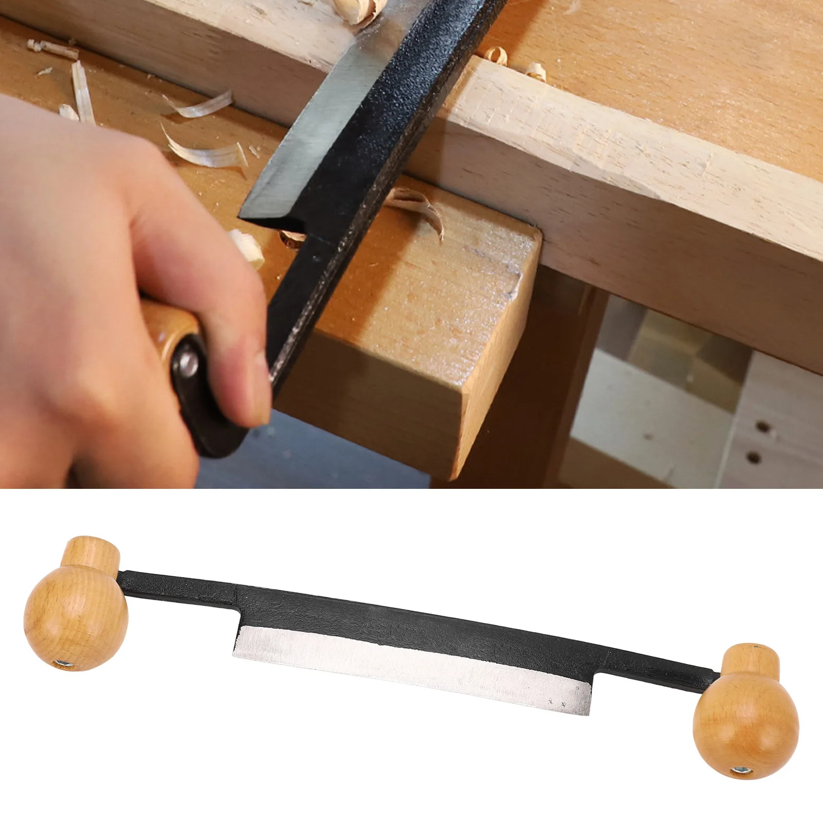 Straight Draw Knife Double Anti Slip Wooden Handle Incisive Tungsten Steel Blade Draw Shave Knife Debarking Hand Tool
