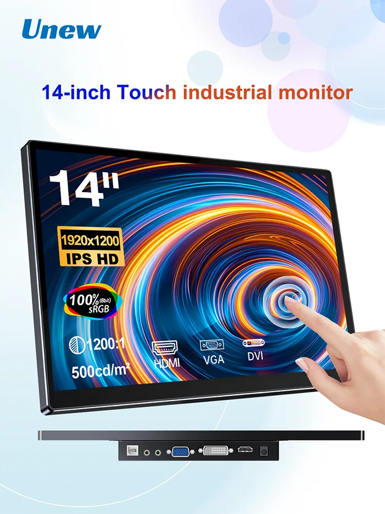 Unew Premium 14 inch draagbare monitor touchscreen met 1920x1200 IPS voor computer, tweede scherm voor laptop, telefoon, CCTV, doe-het-zelf, auto - afbeelding 1