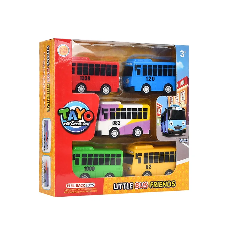 Mini Pull Back Bus Plastic TAYO Bus Car Children Educational Model Buses Kids Toys Birthday Gifts Can Open The Car Door