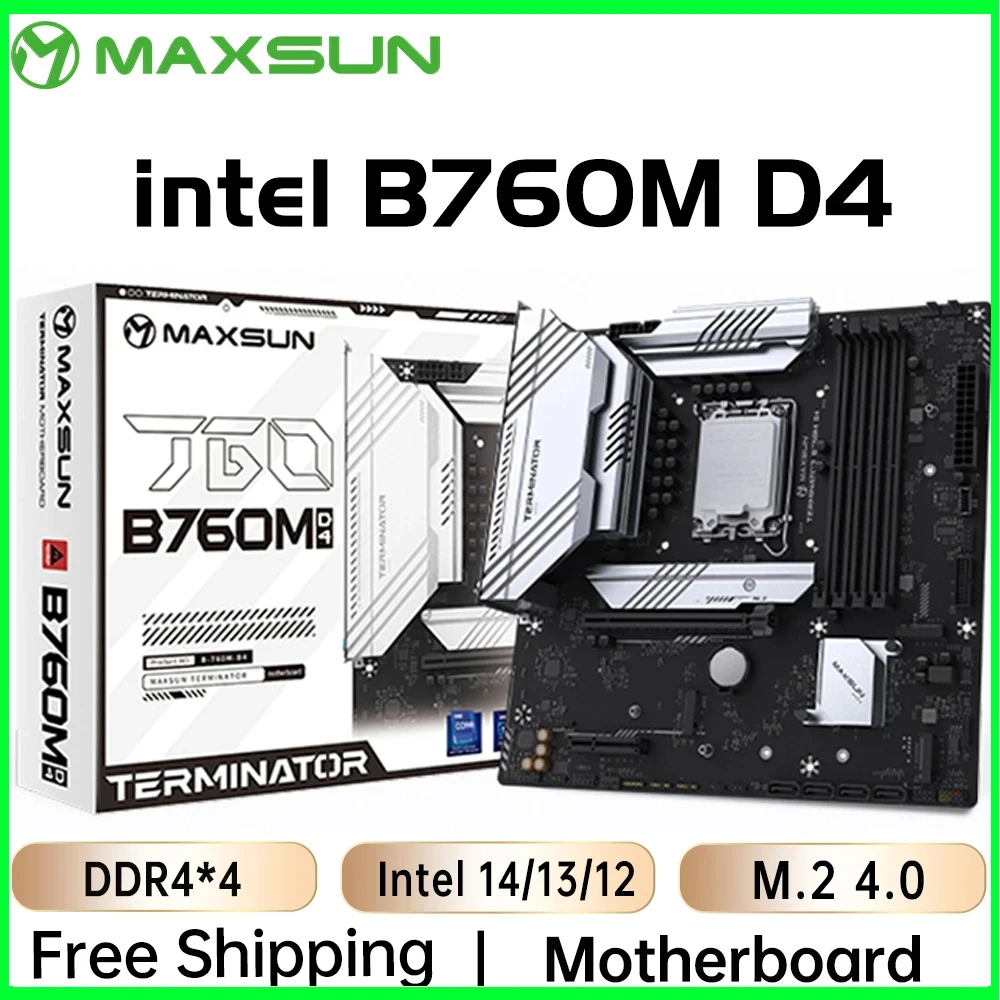 MAXSUN B760M Motherboard LGA1700 DDR4 128GB Supports intel 14th 13th 12th CPU (12400F/13400F/13600) Desktop Computer components