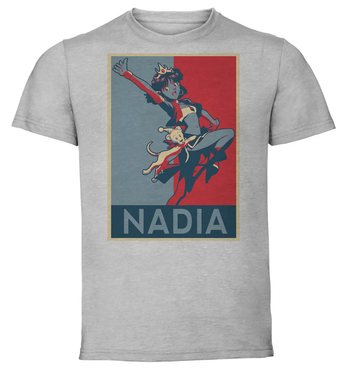 T-Shirt Unisex Grey Propaganda Il mistero della pietra azzurra Fushigi no Umi no Nadia Nadia B