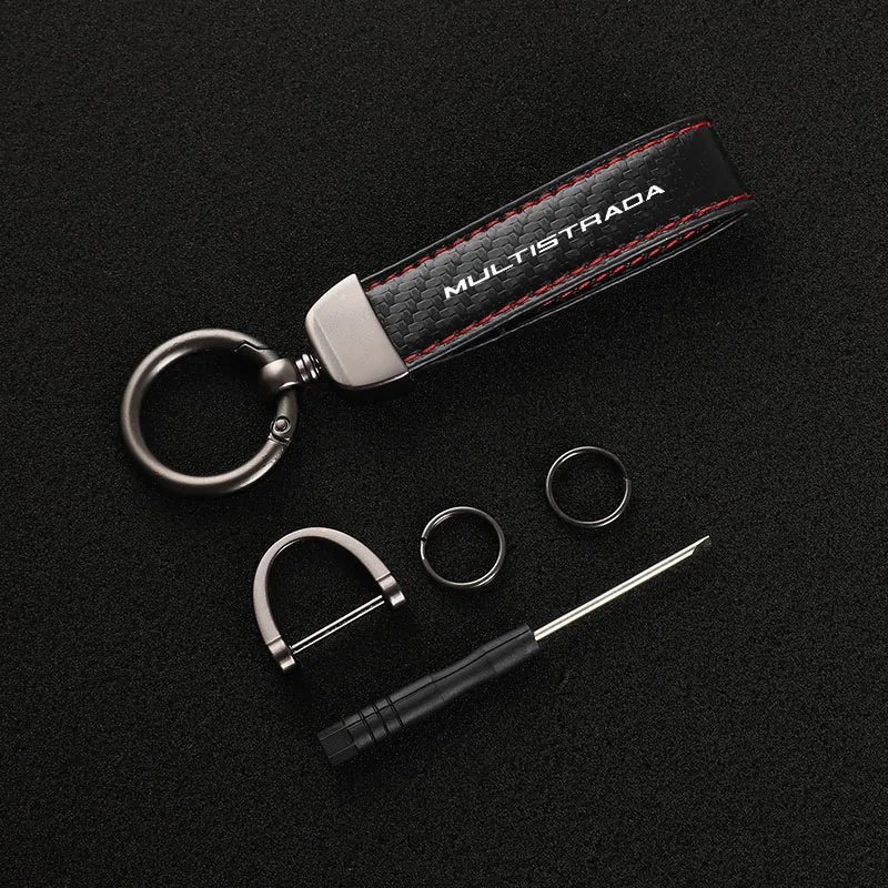 High-Grade Carbon Fiber Motorcycle Keychain Holder Keyring for Ducati Multistrada V4 S Sport 1A 2020 2021 Accessories