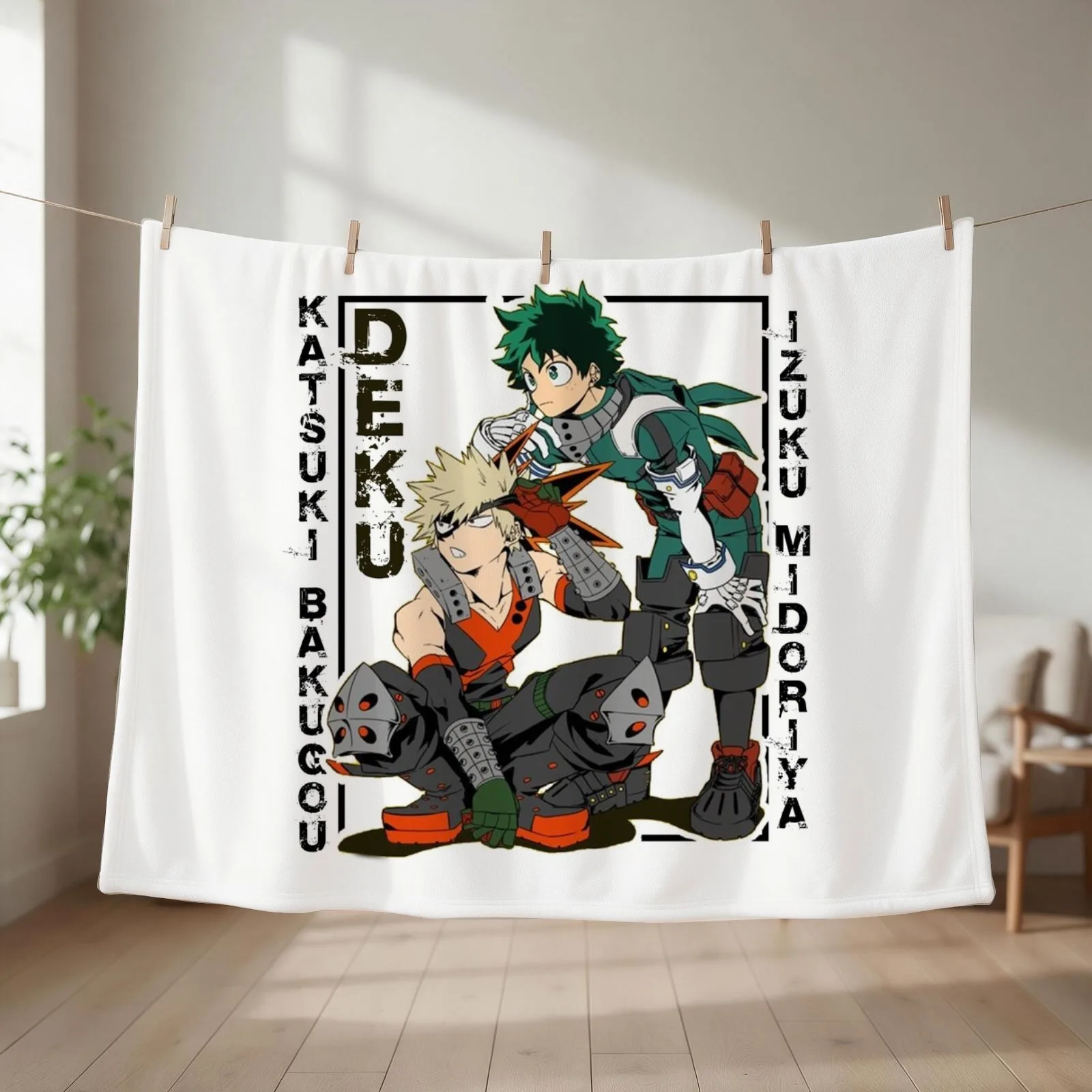 izuku midoriya & Katsuki Bakugou Throw Blanket Single Decoratives Flannels Hairys Blankets