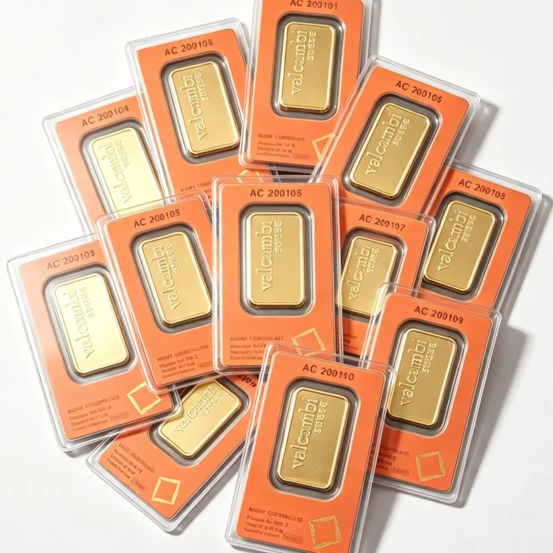 Różne Style Złotych Sztabek 1oz/2.5g/5g/10g/20g/50g/100g Mosiężne Repliki Złotych Sztabek Pokryte 24-karatowym Złotem — 2