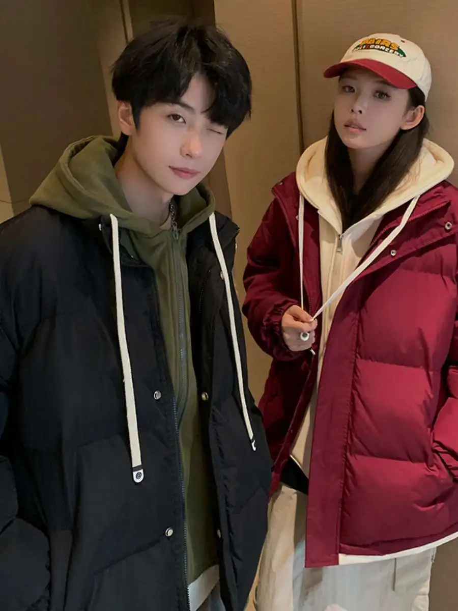 

Thiened Хлопковая куртка с капюшоном, зимняя верхняя одежда для пар, модное модное мужское и женское пальто, теплое пальто Sli