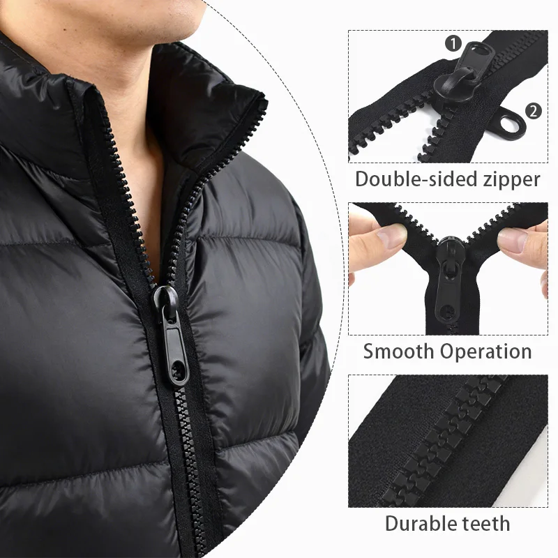 1/2Pc 5#8#10# Double-Sided Resin Zipper for Tent Down 60-300cm Open-End Closure Zippers Tape Bags Replace Zip Sewing Accessories