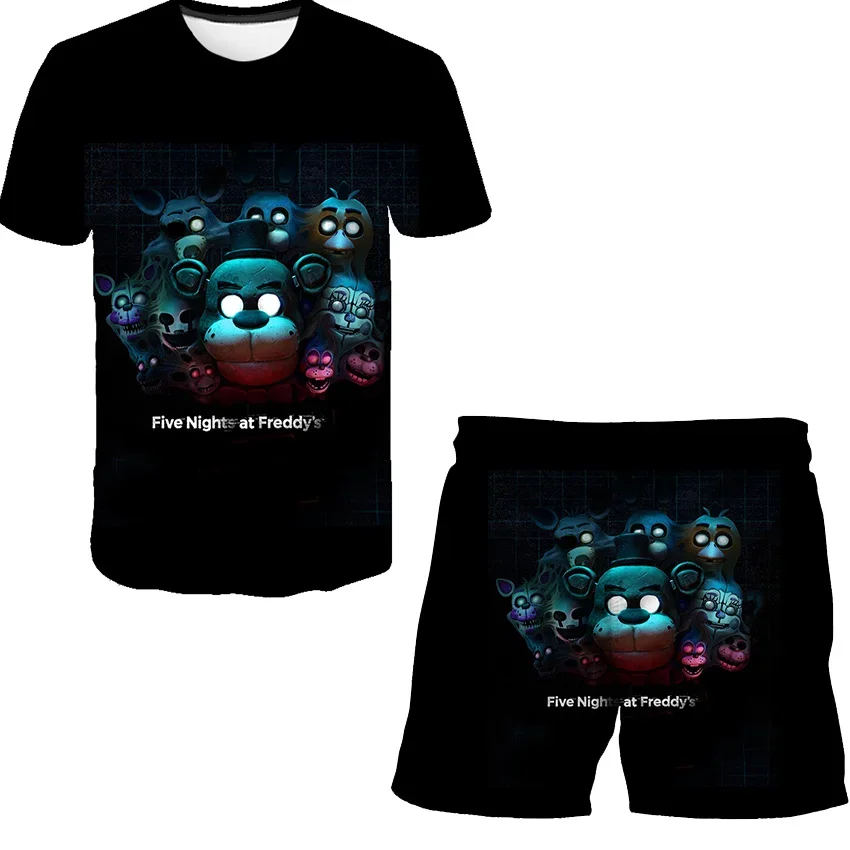 Summer Five Night At Freddy Clothing Suits 3d Printing Birthday Party Gifts Clothes Sets Boys Girls Fnaf Cartoon Casual Outfits