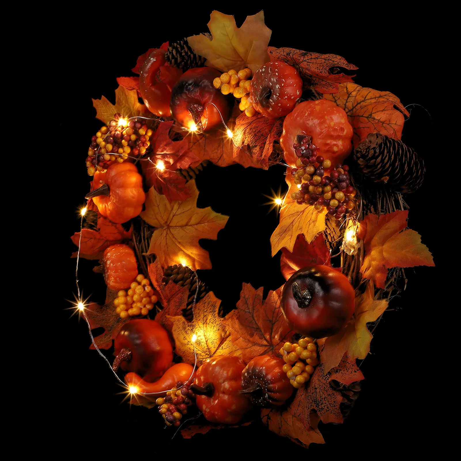 

Pumpkin Maple Leaf Wreath PVC Decorative Garland for Door Wall Halloween Thanksgiving Home Festive Party Supplies Unique Design