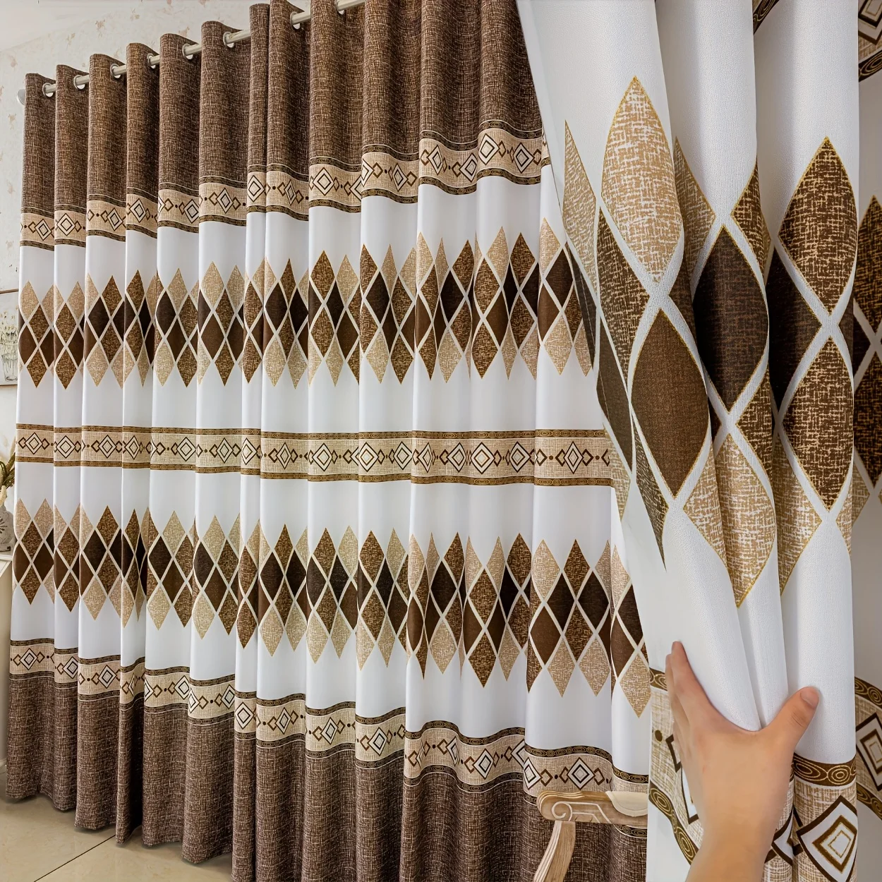 1 Stück Jacquard-Verdunkelungsvorhang, Geeignet für Schlafzimmer, Wohnzimmer, Balkon, Einfache Installation mit Löchern, Einfacher Aufbau