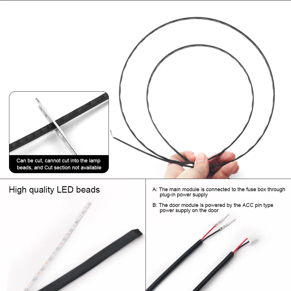 18 in 1 Dual Zone Symphony Rgb Car Ambient light Interior Acrylic Guide LED Strip Light Decoration Atmosphere Lamp APP Control - Image 5