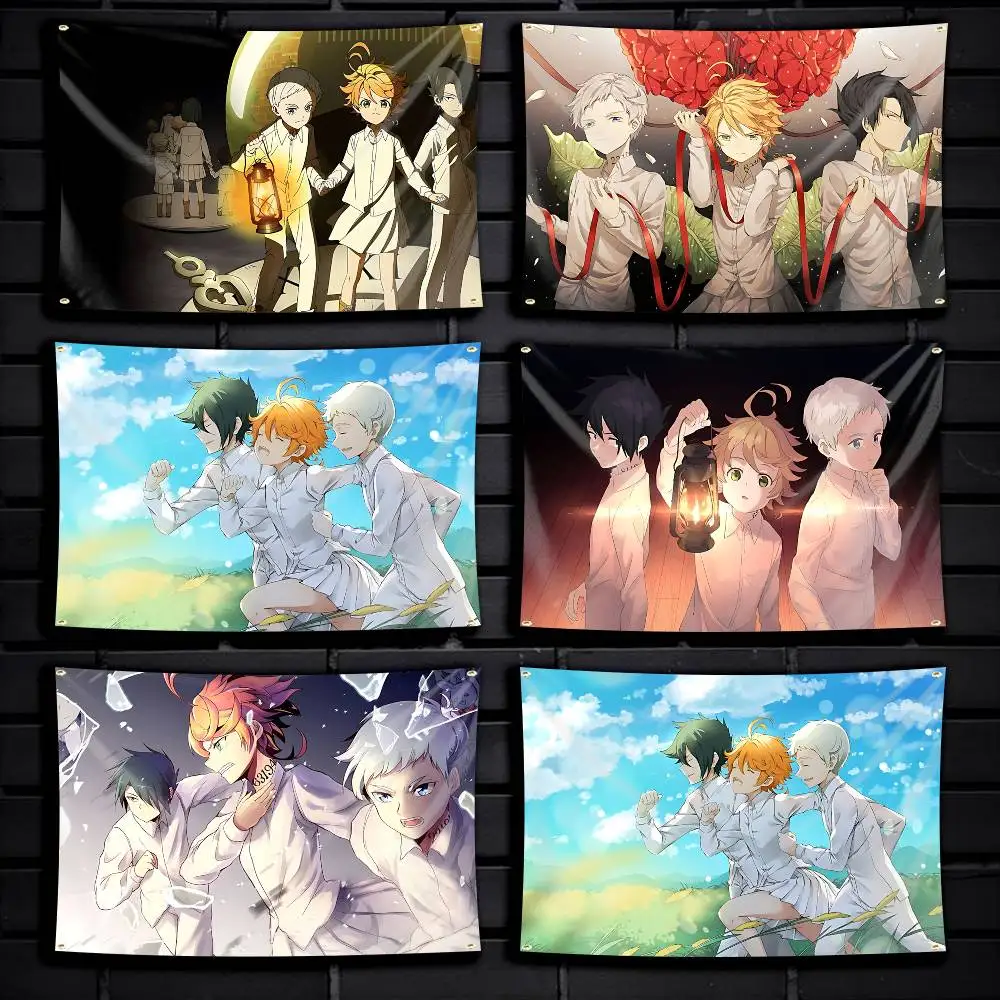 TPN-Anime the P-Promised Neverland Flag Tapestry Banner for Bedroom Living Room Outdoor Camping Custom Supported