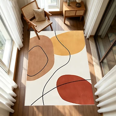 Mid-Century Abstract Curve Art Carpet Flooring Simple Home Bedroom Living Room Decor Carpet Flooring