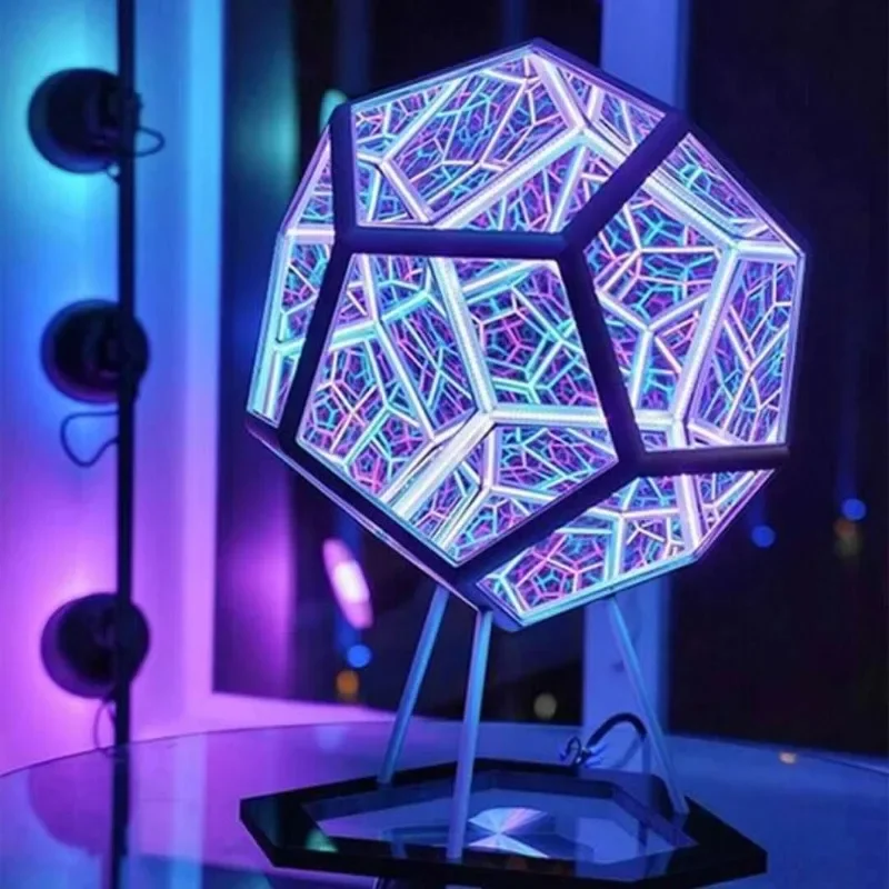 New Infinite Dodecahedron Colorful Art Light Home Office Desktop Bar Night Lights with Remote Controller Geometry Space LED Lamp