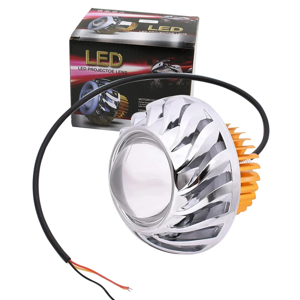 1pcs Motorcycle Fog Light LED Projector Universal Scooter Angel Eye Headlight
