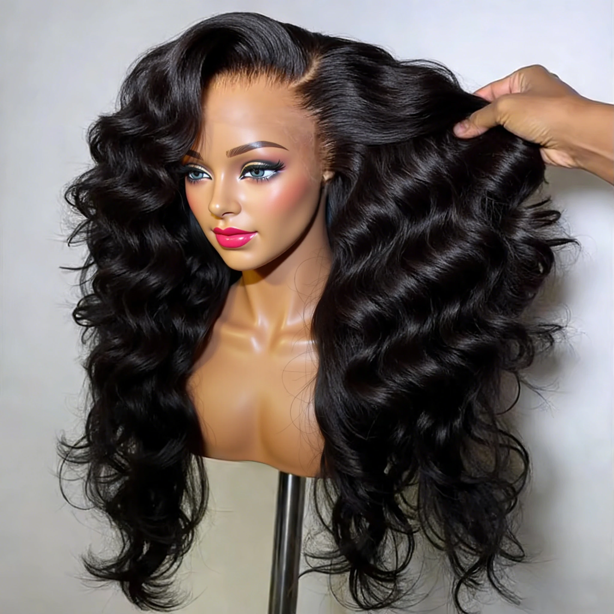 

250% Density Body Wave 13x4 HD Transparent Lace Front 100% Human Hair Wig Black 13x6 Lace Frontal Wigs 30 40 Inch PrePlucked