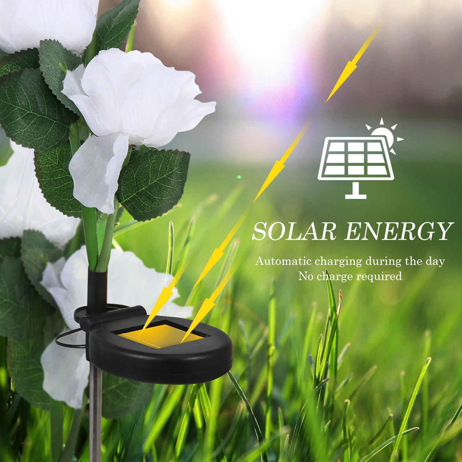 

LED Solar Rose Flower Light Chic Outdoor Garden Yard Solar Floral Light Decoration for Patio Porch Lawn Walkway Backyard