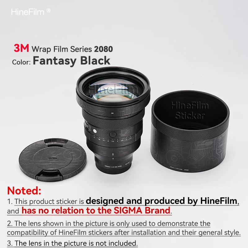 Hinefilm الجلد ل سيجما 135 مللي متر F1.4 DG الفن لسوني جبل عدسة ملصق 135F1.4 التفاف غطاء ل سيجما 135 1.4 عدسة الجلد الواقي