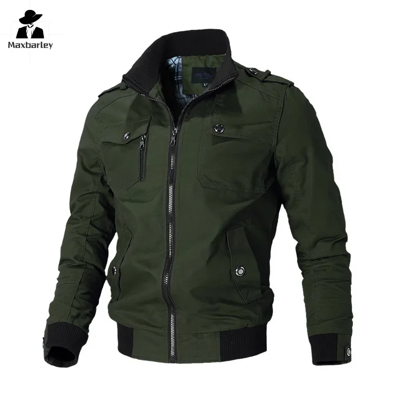 MA-1 Cargo Jacket Men\'s Field Camping Windproof Jacket Men\'s Spring And Autumn Warm Standing Collar Slim Fit Work Coat