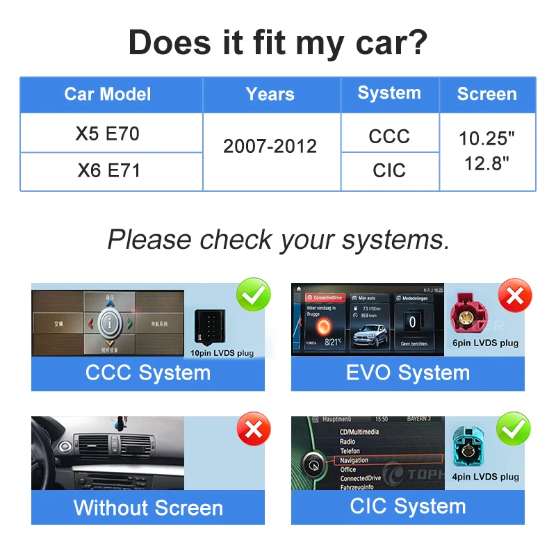 Tela de navegação para carro, para bmw x5 x6 e70 e71 2007-2012 12.8 "/10.25" 2k hd touchscreen rádios de coche bluetooth