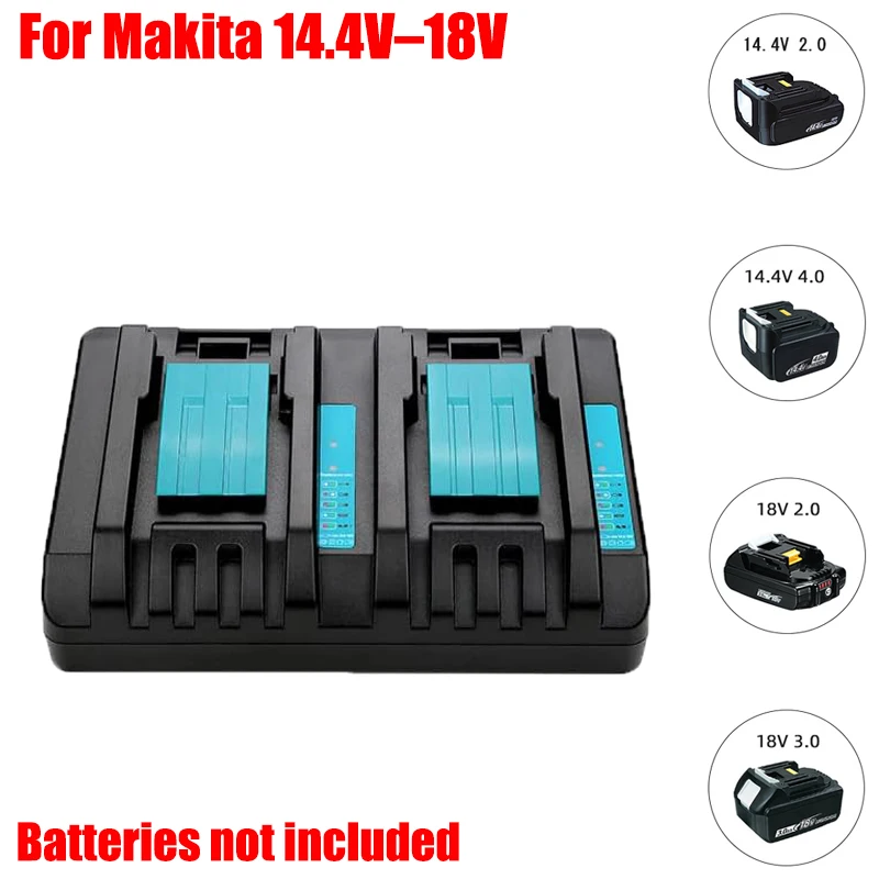 

Dual-port Battery Charger Compatible with For Makita 14.4V–18V Lithium Batteries Portable Lithium Battery Charger Fast Charging