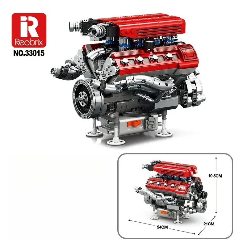 1101 個のフォーミュラレーシングエンジンビルディングブロック V8 エンジンモデルテクノロジーレンガデスクトップ装飾子供のホリデーギフト DIY おもちゃ