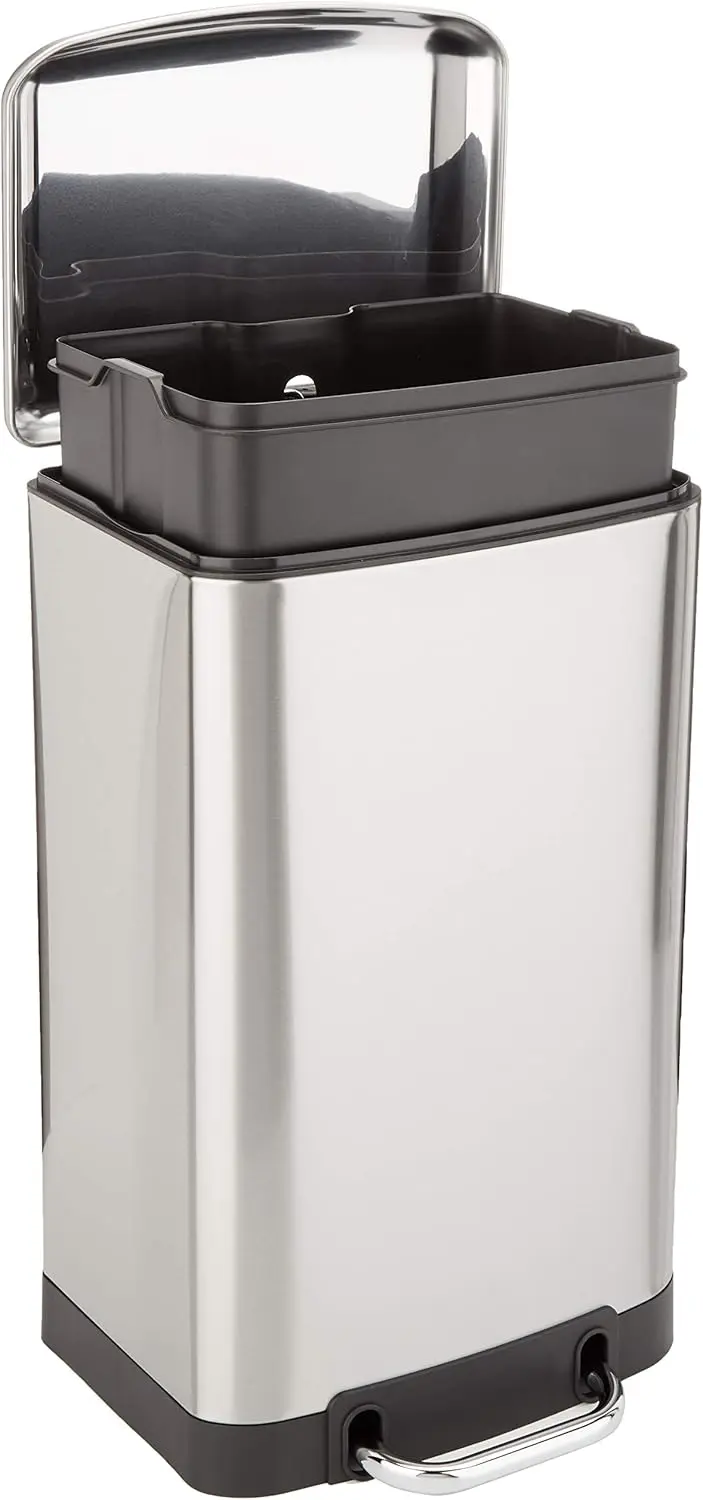 

Small Stainless Steel Trash Can with Soft-Close Lid, 20L Capacity for Bathroom Bedroom Office, Smudge Resistant