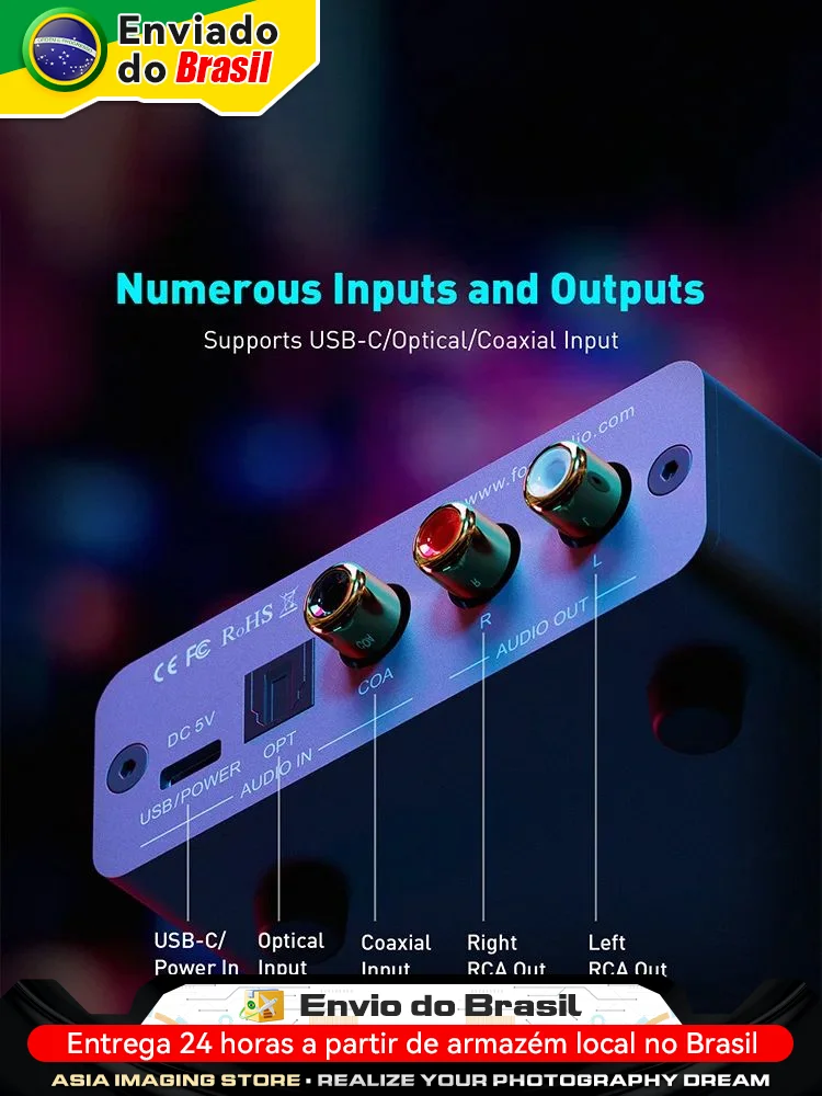 Fosi Audio K5 PRO DAC da gioco USB con microfono Amplificatore per cuffie Mini DAC audio per altoparlanti attivi alimentati da tavolo PS5