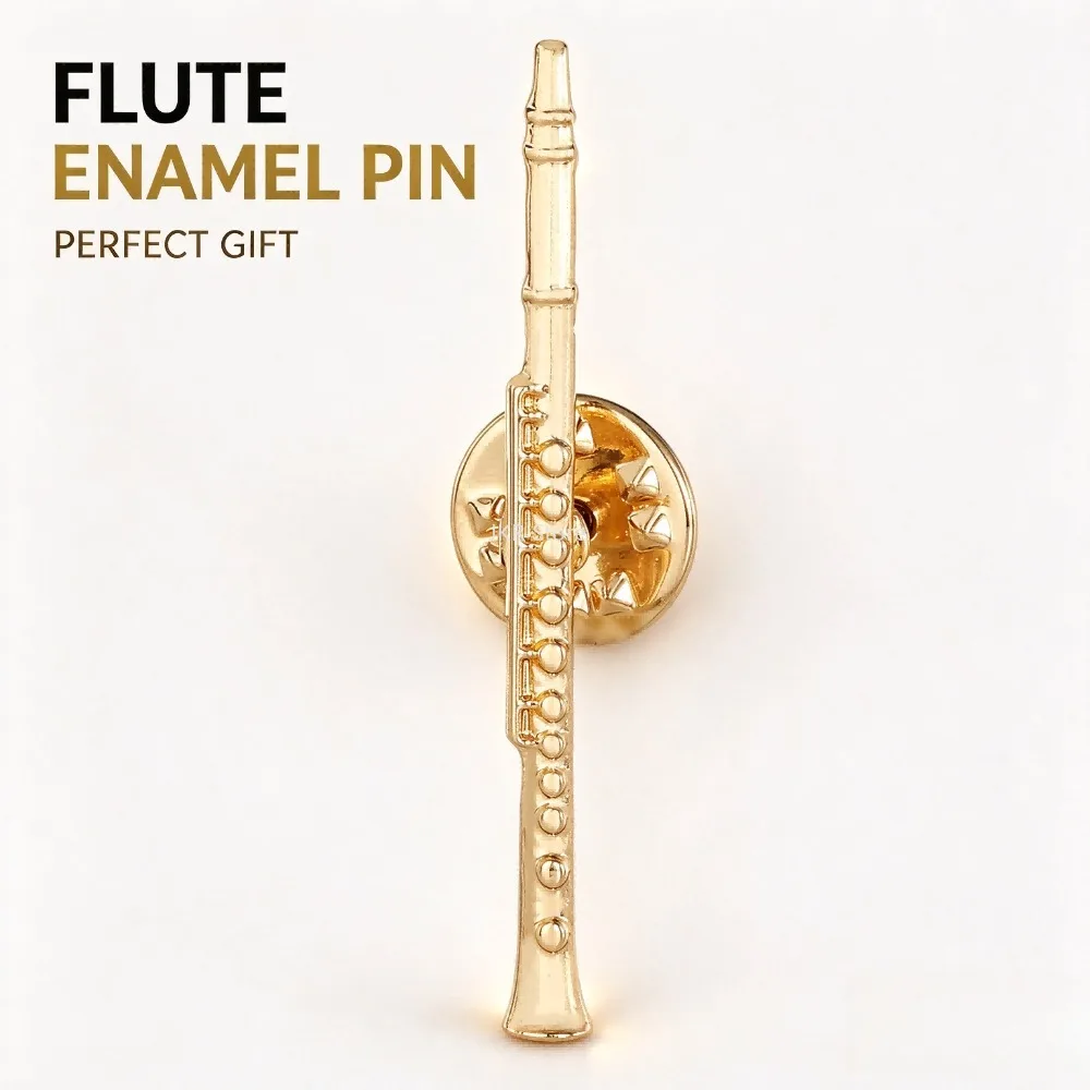 Musical Instrument Brooch Golden Enamel Trumpet Clarinet Saxophone Violin Pin for Concert Orchestra Jacket Bag Decoration