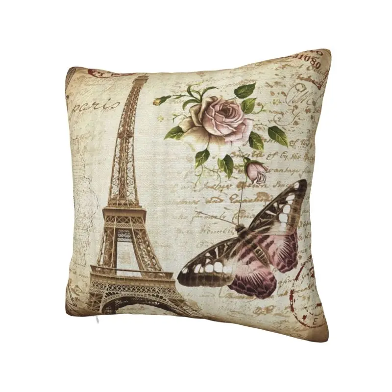 Custom France Paris Eiffel Tower Pillow Case 45x45cm Bedroom Decoration Luxury Flower Pink Chair Cushion Square Pillowcase