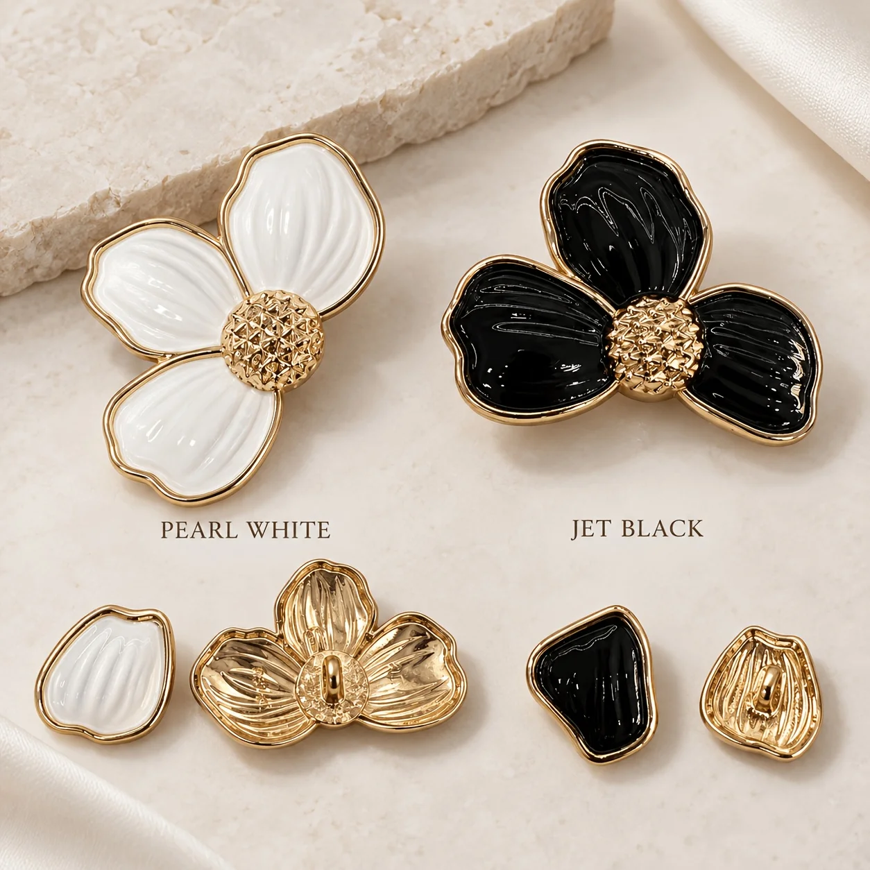 High end three petal flower button foot button, used for sewing repair, button replacement, and DIY decoration of suits
