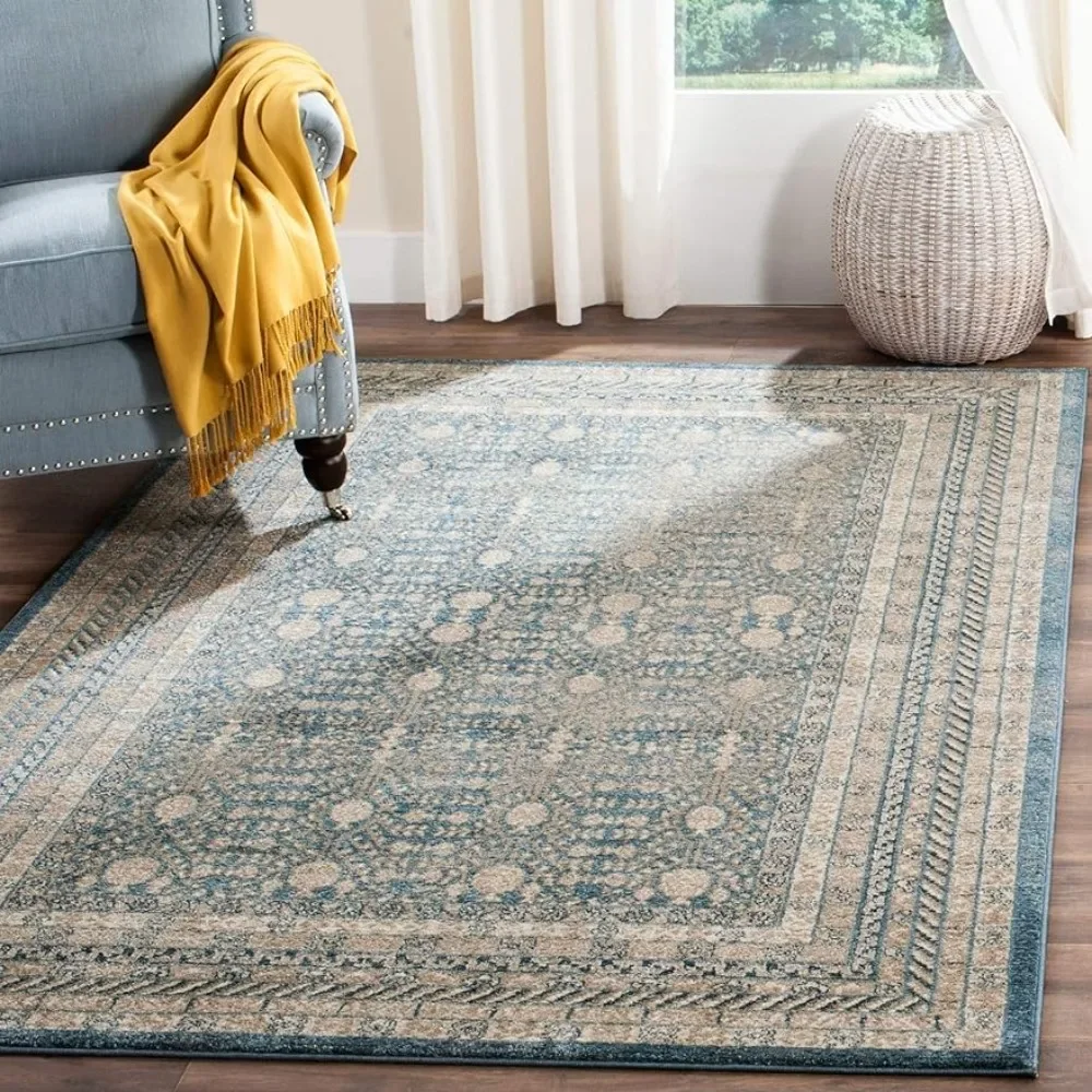 10' x 14' Blue / Beige Vintage Oriental Distressed Non-Shedding Living Room Bedroom Dining Home Office Area Rug Freight free