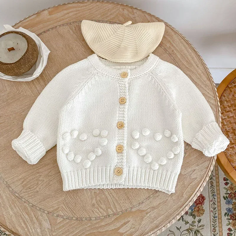 2024 New Autumn Toddler Baby Girl Knitting Cardigan Long Sleeve Solid Color Newborn Baby Girls Sweater Coat Baby Girl Clothing