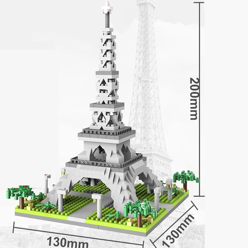 MOC wieża paryska widok ulicy klocki do budowy Mini diamentowy zestaw małych cząstek zabawka do dekoracji klocki do budowy