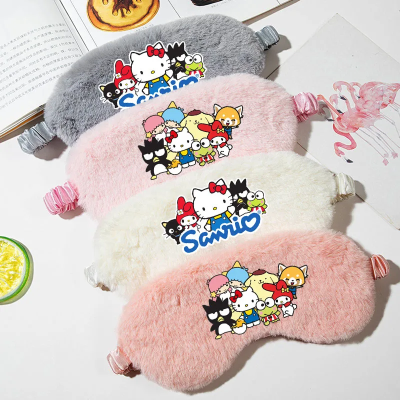

Sanrio Sleeping Blindfold Soft Hello Kitty Eye Masks Cute Melody Shade Eyepatch Pompom Purin Travel Sleep Eye Band Birthday Gift