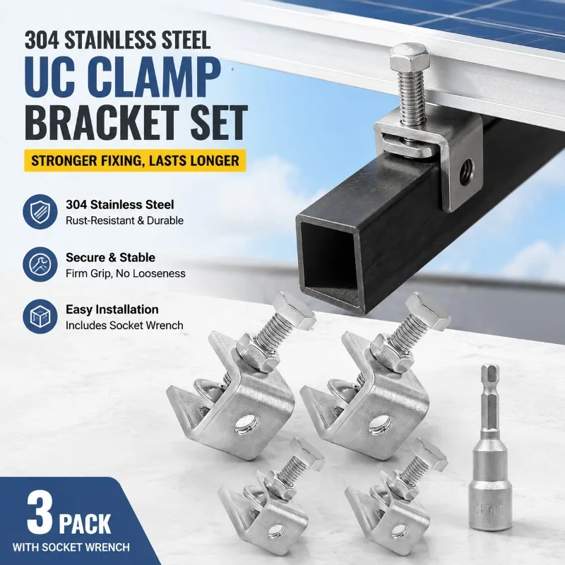 304‑stainless‑steel UC‑square‑tube Hoop‑clamp Tiger‑grip Fastener Complete with Matching Sleeve Kit Sturdy Hardware Assembly
