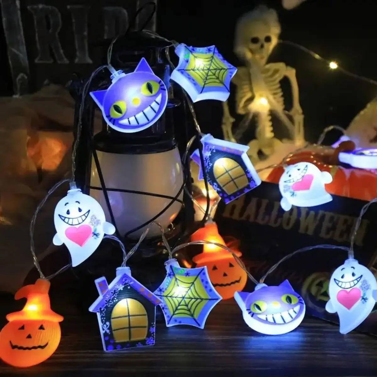 Halloween Horror LED Pumpkin Ghost Witch Spider Mummy Lights Waterproof Indoor Window Decorative Lamps for Party Atmosphere