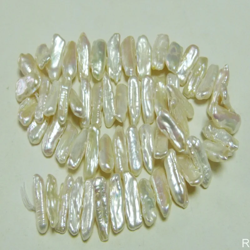 1shares  Cheapest Price, High Quality AAA White Biwa Freshwater Pearl Slips 15 