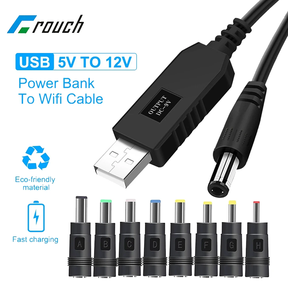 DC 5V To 9V/12V USB Power Boost Cable Power Bank To Wifi Cable Boost Converter Step-up Cord For Wifi Router Modem Fan Speaker