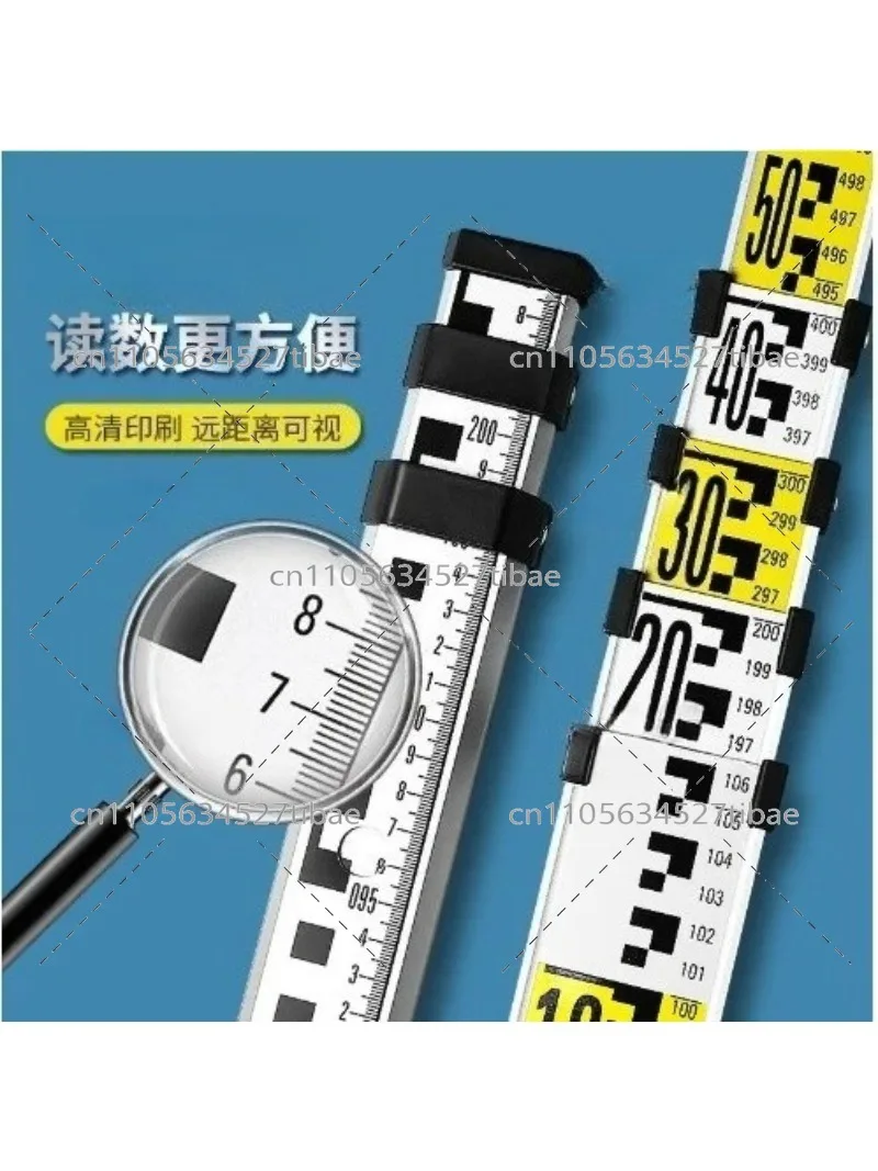 5m Aluminum Alloy Tower Ruler, Telescopic Level & Measuring Pole with Scale, Lightweight and Durable
