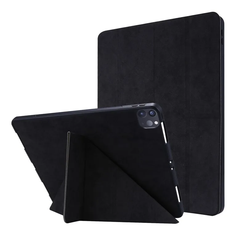 

Чехол для планшета Origami Smart Leather Stand в стиле ретро для iPad Pro 12.9 (2022) (2021) (2020) - черный