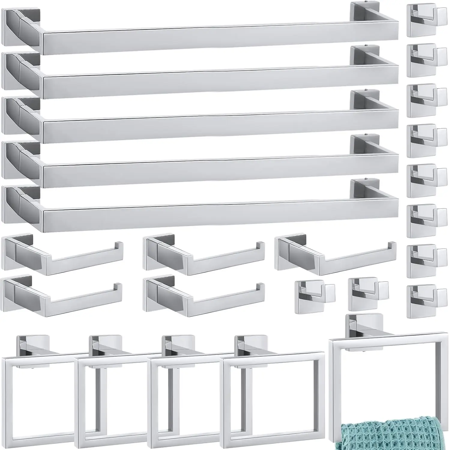 

Набор аксессуаров для ванной комнаты, 25 шт., 23,6-дюймовый комплект вешалок для банных полотенец, набор фурнитуры для ванной комнаты из нержавеющей стали, вешалки для полотенец