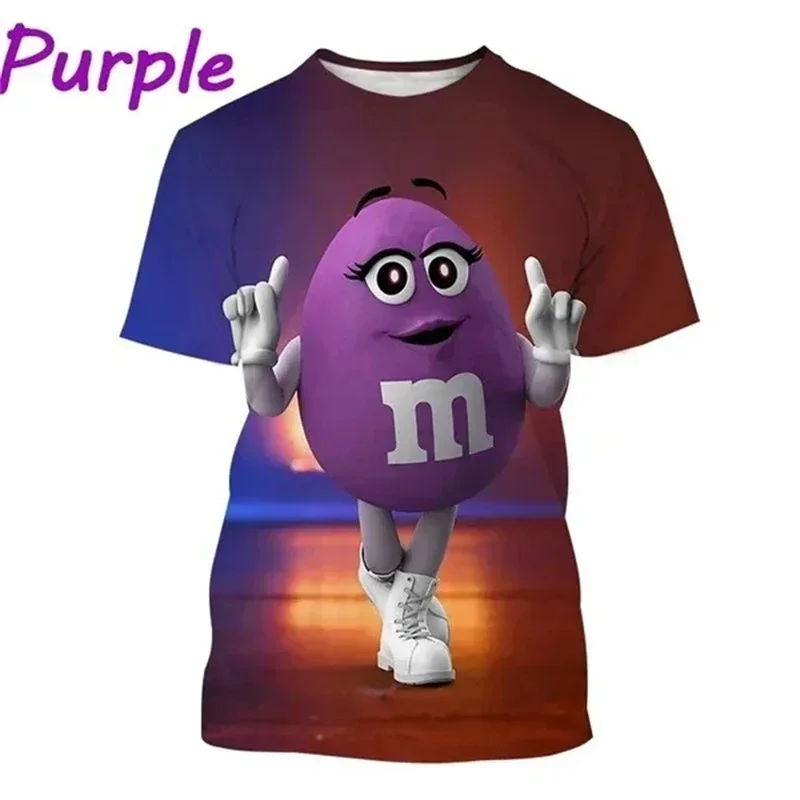 

MM Chocolate Bean 3D Printed Sportsquick-drying Breathable Men's T-shirtCartoon Street Parent-child Boys and Girls Short Sleeves