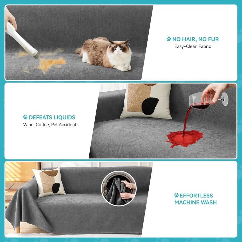 غطاء أريكة مقاوم للماء بثلاثة وسائد لحماية الحيوانات الأليفة من الخدوش والبقع #4