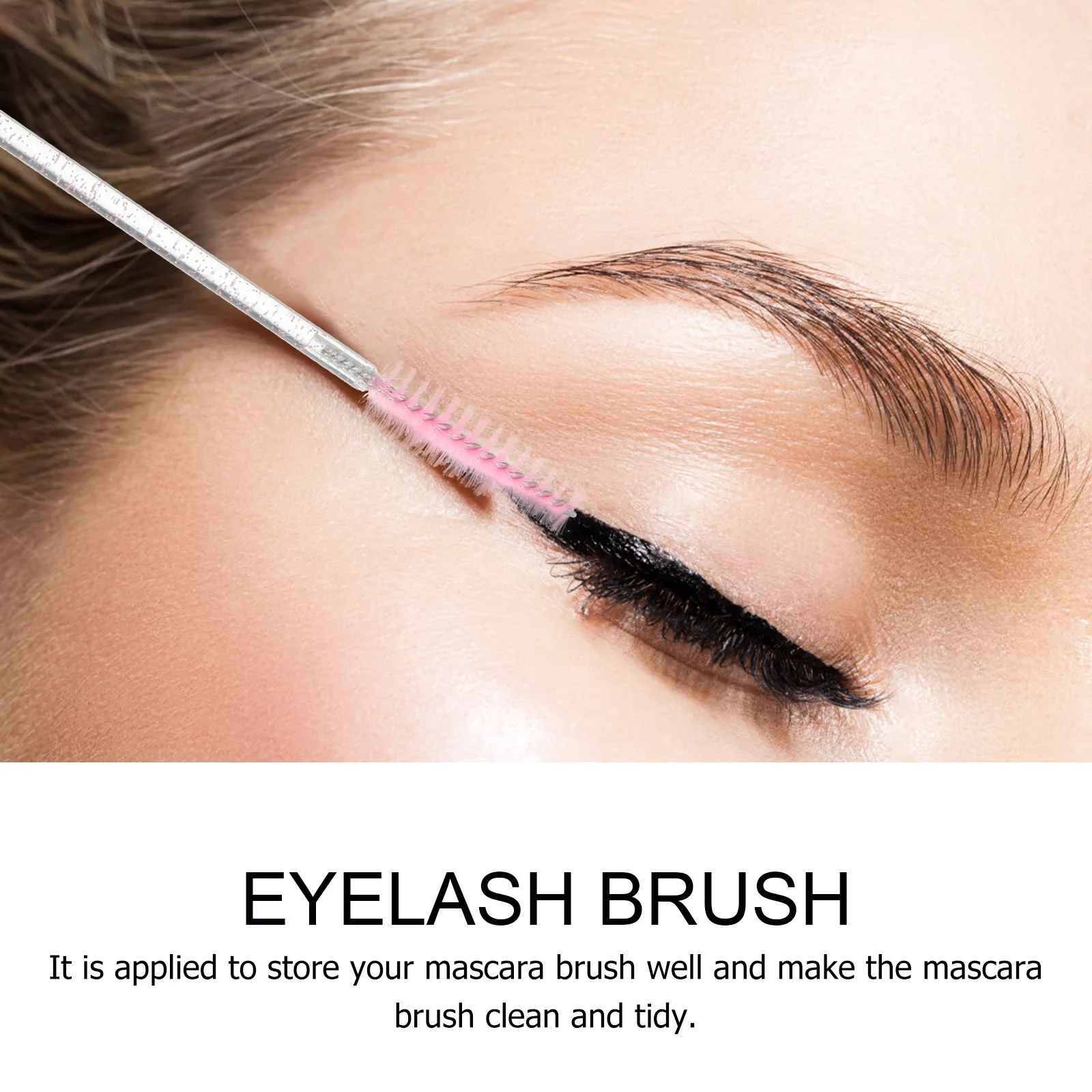 

10Pcs Diamond Decor Mascara Wands Reusable Eyelash Brush Tube for Clean Storage Portable Beauty Tool Small Eyebrow Lash Comb